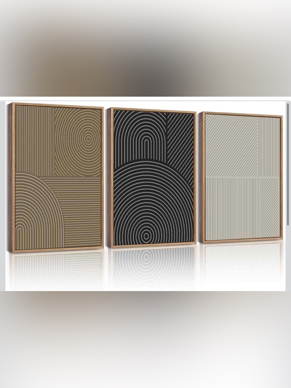 Modern Geometric Trio Wall Art - Black, Gold & Cream